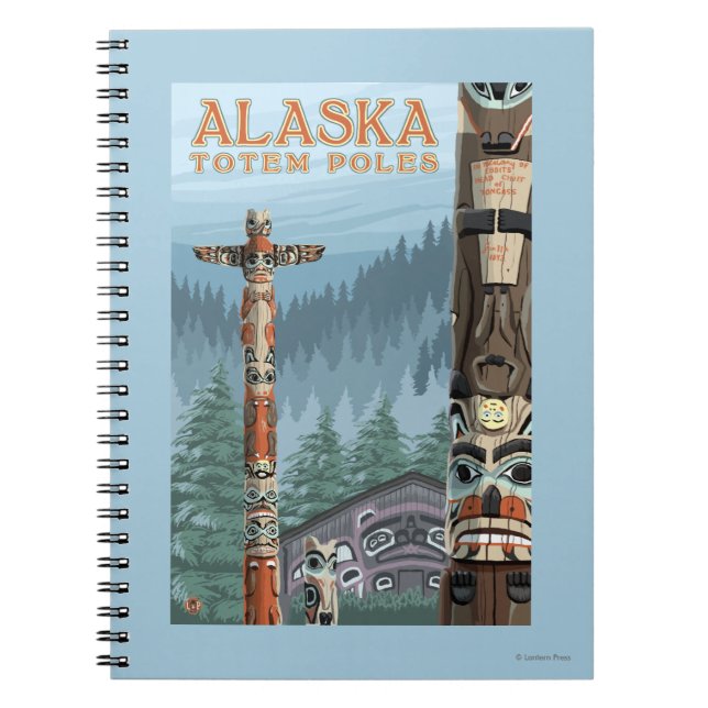 Saxman Totem Village Vintage Travel Poster Notizblock (Vorderseite)