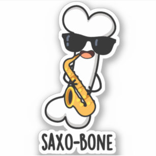 Saxo-bone Funny Bone Funny Music Pun Aufkleber