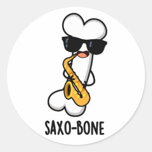 Saxo-bone Funny Bone Funny Music Pun Runder Aufkleber
