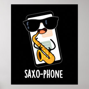 Saxo-Telefon Funny Handy Puns Dark BG Poster
