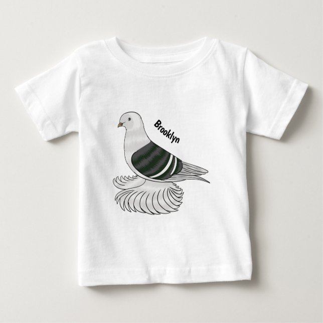 Saxon Shield pigeon bird cartoon illustration  Baby T-shirt (Vorderseite)