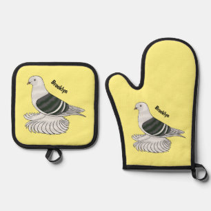 Saxon Shield Taube Cartoon Ofenhandschuh & Topflappen-Set