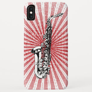 Saxophon auf Schmutz-Rot-Sonnendurchbruch iPhone XS Max Hülle