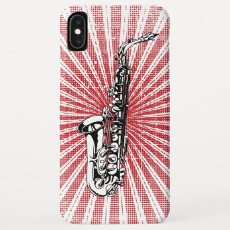 Saxophon auf Schmutz-Rot-Sonnendurchbruch iPhone XS Max Hülle