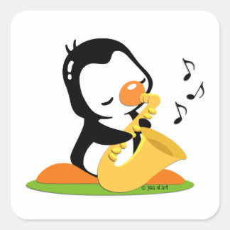Saxophon-Aufkleber abspielen Quadratischer Aufkleber