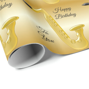 Saxophon Birthday Wrapping Paper Geschenkpapier