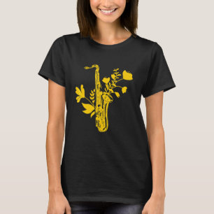 Saxophon Blumen Musikinstrument Musiker Saxo T-Shirt