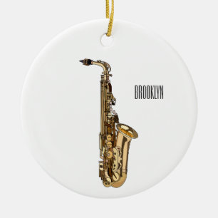 Saxophon Cartoon-Illustration Keramik Ornament