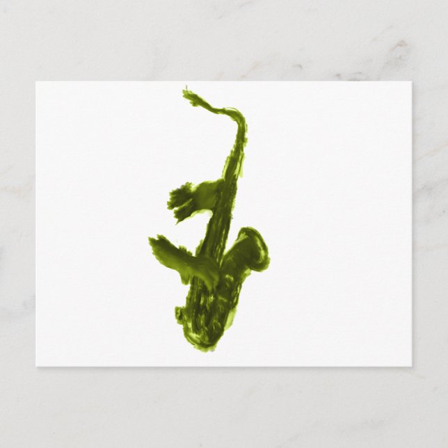 Saxophon-Design, grüne Version Postkarte (Vorderseite)