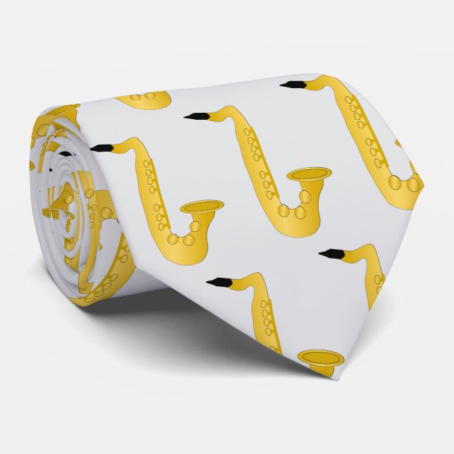 Saxophon Design Krawatte (Gerollt)