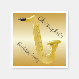 Saxophon Gold farbig Geburtstag Serviette