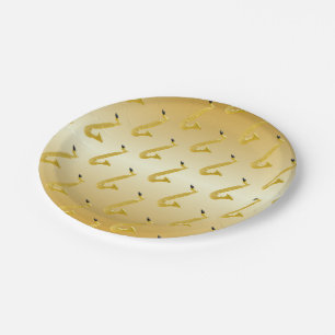 Saxophon Gold farbig Pappteller