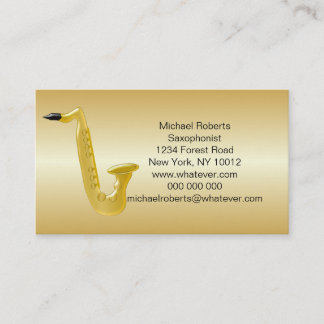 Saxophon Gold farbig Saxophonist Visitenkarte