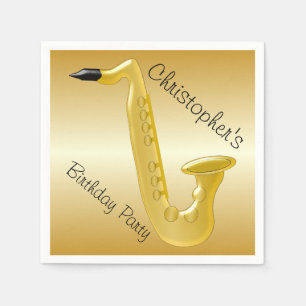 Saxophon-Gold farbiger Geburtstag Serviette
