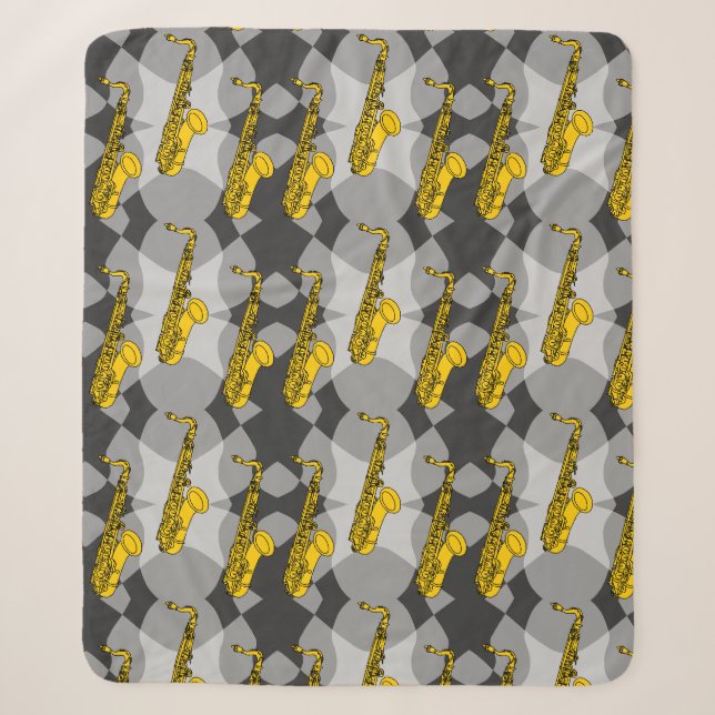 Saxophon Gray Pattern Sherpadecke (Vorderseite)