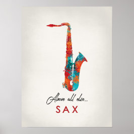 Saxophon - Helle, farbenfrohe Musik Poster
