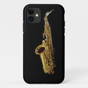 Saxophon Holzkohle Hintergrund ~ Sax iPhone 11 Hülle