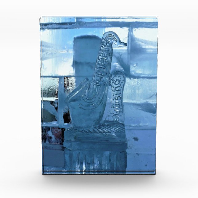 Saxophon Ice Sculpture, Quebec, Kanada Fotoblock (Vorderseite)