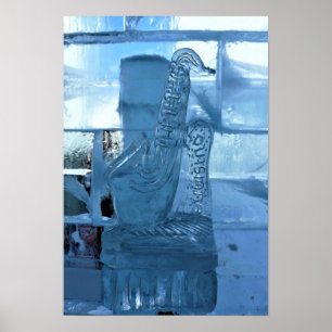 Saxophon Ice Sculpture, Quebec, Kanada Poster