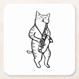 Saxophon Instrument Music Jazz Cat Mouse Pad Rechteckiger Pappuntersetzer