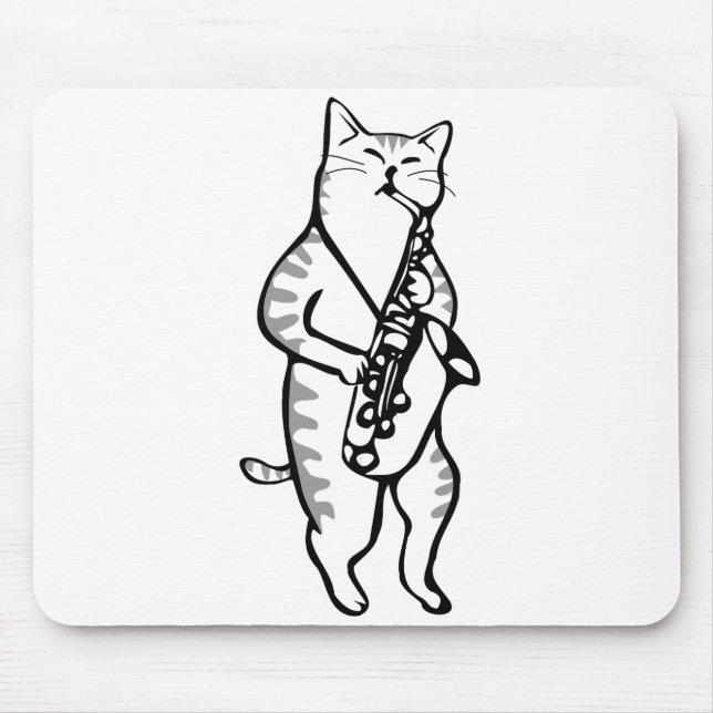 Saxophon Instrument Music Jazz Cat Mousepad (Vorne)