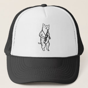 Saxophon Instrument Music Jazz Cat Truckerkappe