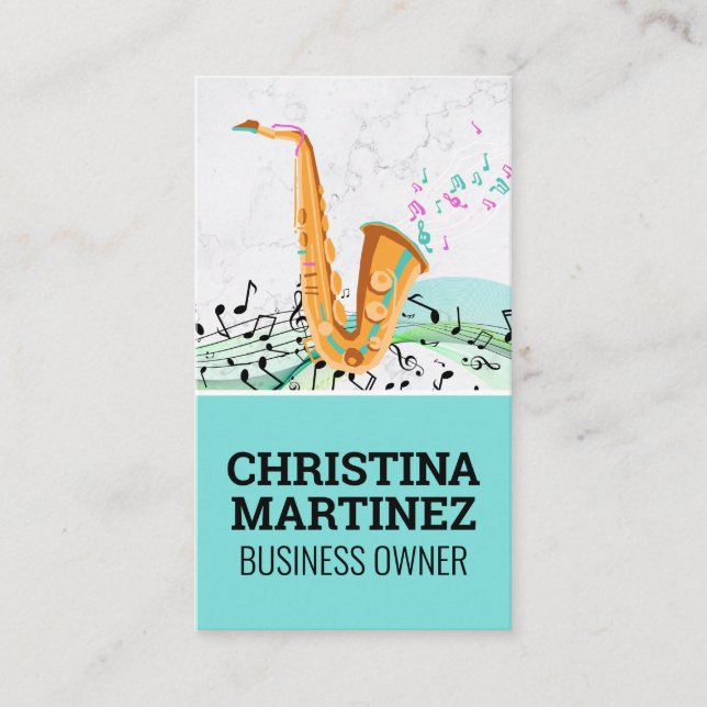 Saxophon-Instrument | Musikalische Hinweise Visitenkarte (Vorderseite)