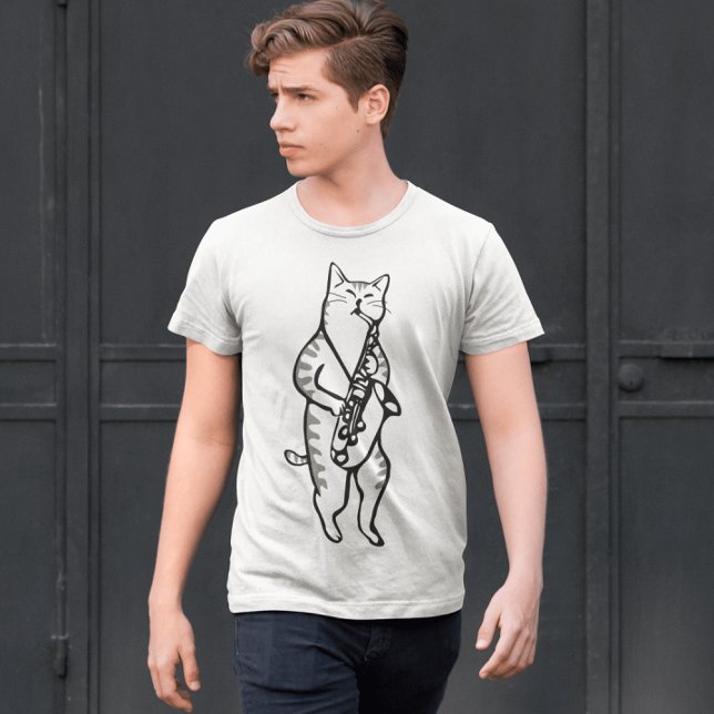 Saxophon Jazz Cat, Herren & Damen T - Shirt (Von Creator hochgeladen)