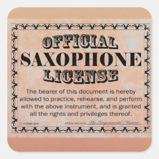 Saxophon License Square Aufkleber