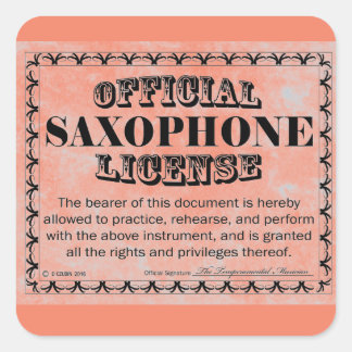 Saxophon License Square Aufkleber