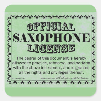 Saxophon License Square Aufkleber
