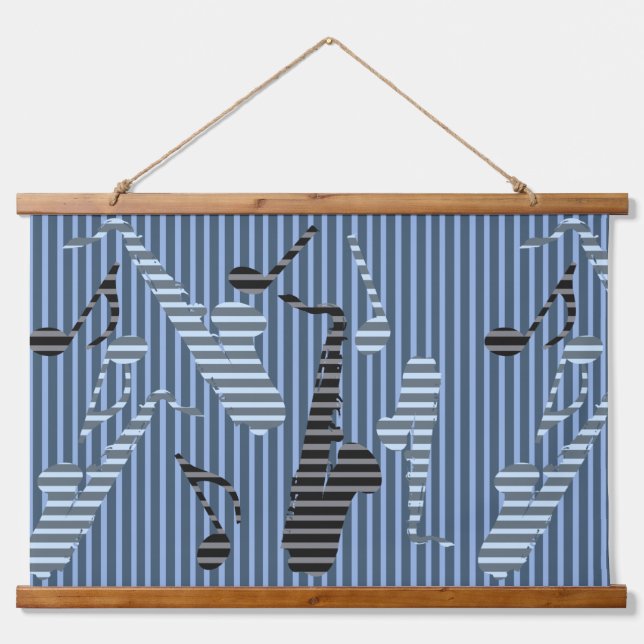 Saxophon Lines Wandteppich Mit Holzrahmen (Vorne)