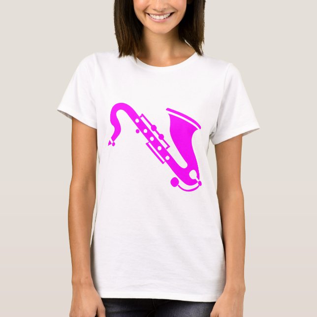 Saxophon - Magenta T-Shirt (Vorderseite)