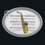 Saxophon mit Notenhintergrund ~ Gürtelschnalle<br><div class="desc">Saxophon mit Notenhintergrund ~ Gürtelschnalle</div>
