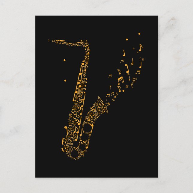 Saxophon Musical Notes Instrument Saxophonist Postkarte (Vorderseite)