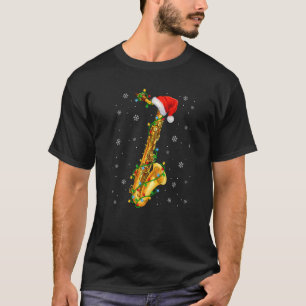 Saxophon Musik Weihnachtsbeleuchtung Weihnachtsm T-Shirt