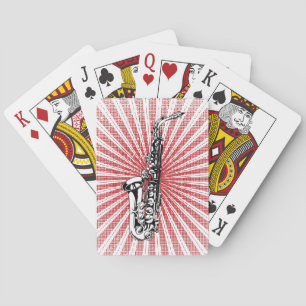 Saxophon on Grunge Red Sunburst Spielkarten