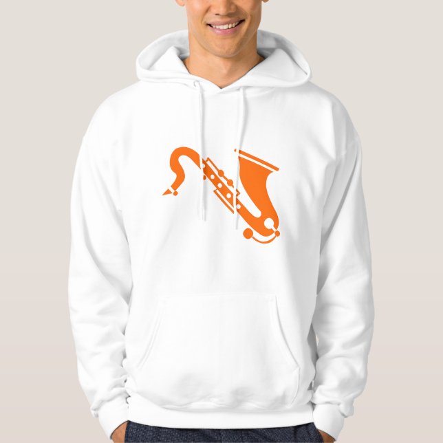 Saxophon - Orange Hoodie (Vorderseite)