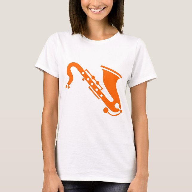 Saxophon - Orange T-Shirt (Vorderseite)