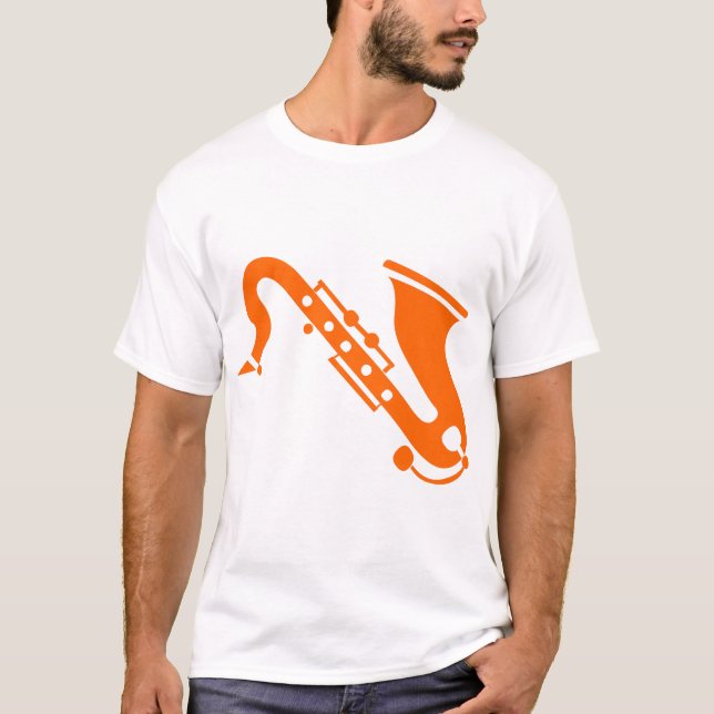 Saxophon - Orange T-Shirt (Vorderseite)