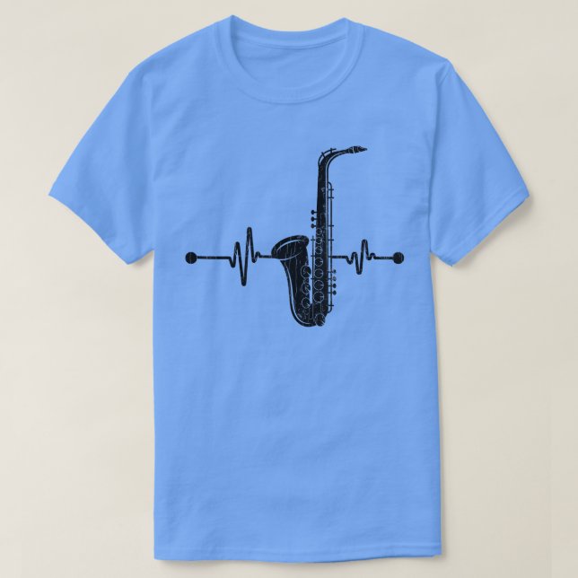 Saxophon Player Heartbeat Funny Jazz Music Musici T-Shirt (Design vorne)