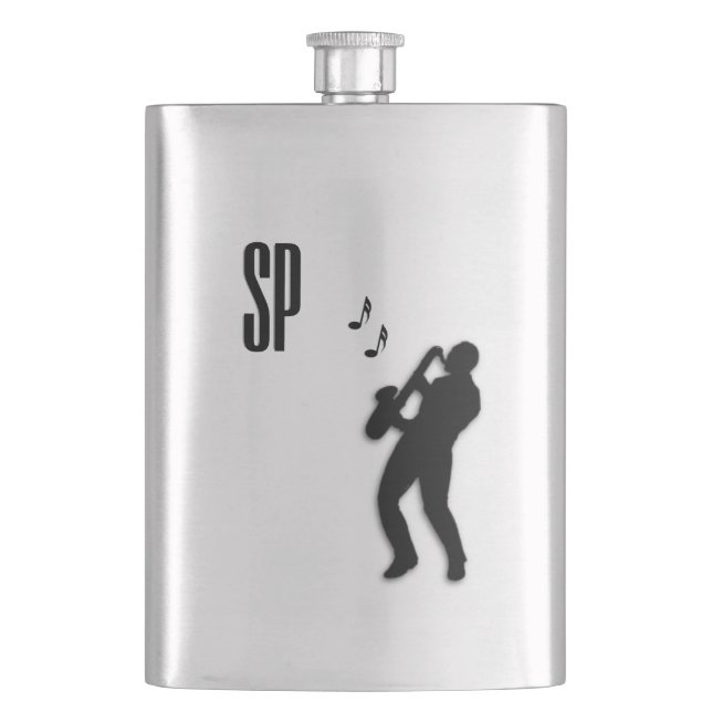 Saxophon Player Monogram Flachmann (Vorderseite)