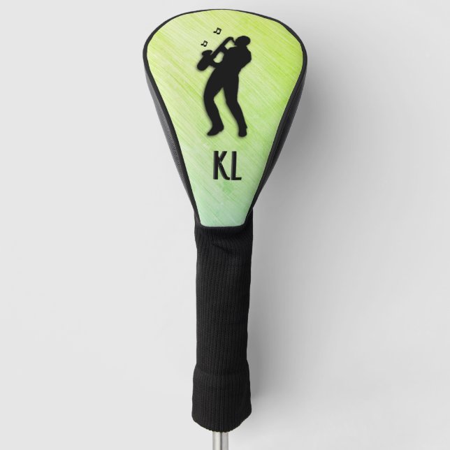 Saxophon Player Monogram Green Golf Headcover (Vorderseite)