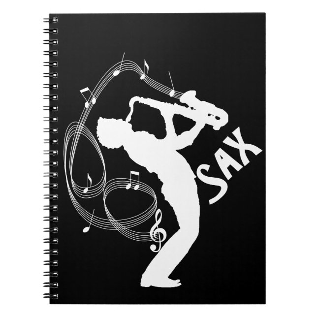 Saxophon Player Musical Notes Jazz Music Notizblock (Vorderseite)