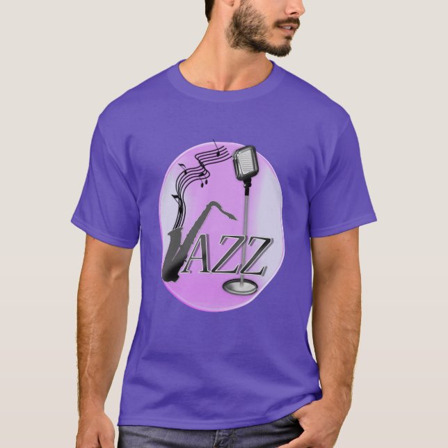 Saxophon Player Musical Notes Jazz Music T-Shirt (Vorderseite)