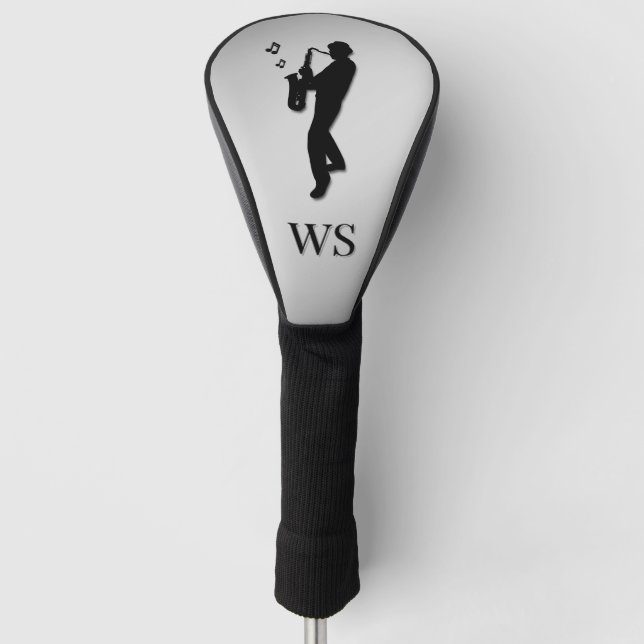 Saxophon Player Silver Monogram Golf Headcover (Vorderseite)