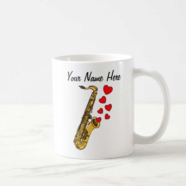Saxophon Red Hearts Saxophonist Musiker Custom Kaffeetasse (Rechts)