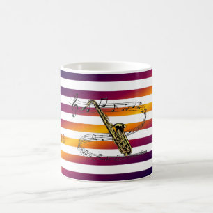 Saxophon ~ Reisen ~ Musikalische Streifen ~ Tasse