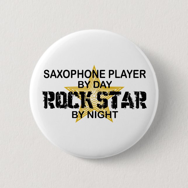 Saxophon-Rockstar bis zum Nacht Button (Vorderseite)