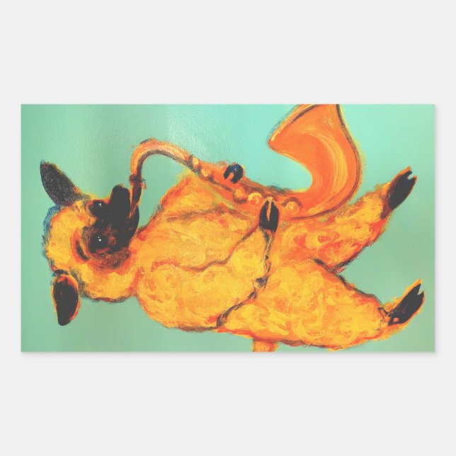 Saxophon: Schafe Rechteckiger Aufkleber (Vorderseite)